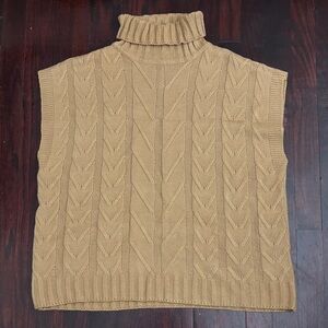 SHEIN Tan Cable Knit Turtleneck Sweater